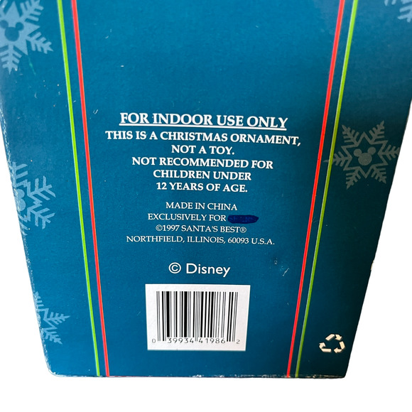 VTG DISNEY Mickey Mouse Blown Glass RARE Christmas Ornament SANTAS BEST 1997 - Picture 7 of 9